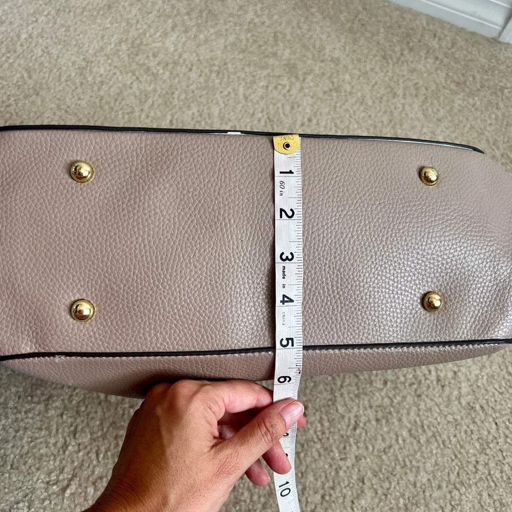 Anne Klein Tote Bag, Faux Leather, Lion Logo,‎ Tassel Charm, Taupe